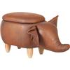 Beliani Sgabello Bambini Forma Elefante Ecopelle Marrone Imbottita Gambe Legno