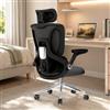 HDHNBA Sedia Ufficio Ergonomica con Supporto Lombare 3 Zone, Rete Nero | Sedia da scrivania reclinabile con poggiatesta e bracciolo 4D, appendiabiti staccabile, per ufficio, studio e gaming