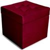 Velora Home&Living VELORA H&L Pouf Contenitore 45 x 45 cm Bordeaux - Pouf in Velluto con Seduta Imbottita, Struttura Solida, Portata fino a 150 kg, Sgabello Poggiapiedi per Soggiorno Camera e Ingresso