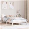 Pyvara Telaio per letto matrimoniale con testiera, bianco, 140 x 190 cm, in legno di pino massiccio, per camera da letto, stabile e salvaspazio
