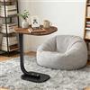 OHMG Tavolino a forma di C | Tavolino da caffè in legno con finitura in noce, tavolino moderno, tavolino multiuso per comodino, soggiorno e camera da letto