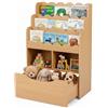 RELAX4LIFE Libreria Montessori per Bambini in Legno con Rotelle (Naturale) | 3 Ripiani, 2 Scomparti, Cassetto Grande con Rotelle, Design Antiribaltamento, Ideale per Cameretta, Asilo Nido e Scuola Mater