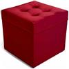 Velora Home&Living VELORA H&L Pouf Contenitore 45 x 45 cm Rosso - Pouf in Velluto con Seduta Imbottita, Struttura Solida, Portata fino a 150 kg, Sgabello Poggiapiedi per Soggiorno Camera e Ingresso