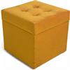 Velora Home&Living VELORA H&L Pouf Contenitore 45 x 45 cm Giallo - Pouf in Velluto con Seduta Imbottita, Struttura Solida, Portata fino a 150 kg, Sgabello Poggiapiedi per Soggiorno Camera e Ingresso