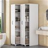 VIEKOS Libreria espandibile con ruote, 4 livelli, intercambiabili a sinistra e a destra, MDF, portata 20 kg per ripiano, può essere utilizzata come scaffale in bagno, cucina o soggiorno, bianco