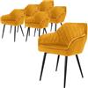 ML DESIGN modern living ML-Design Set di 6 Sedie da Pranzo con Braccioli e Schienale in Velluto Colore Ocra Poltroncina da Soggiorno Imbottita con Gambe in Metallo Seduta Ergonomica Confortevole per Salotto Design Moderno