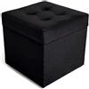 Velora Home&Living VELORA H&L Pouf Contenitore 45 x 45 cm Nero - Pouf in Velluto con Seduta Imbottita, Struttura Solida, Portata fino a 150 kg, Sgabello Poggiapiedi per Soggiorno Camera e Ingresso