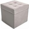 Velora Home&Living VELORA H&L Pouf Contenitore 45 x 45 cm Argento - Pouf in Velluto con Seduta Imbottita, Struttura Solida, Portata fino a 150 kg, Sgabello Poggiapiedi per Soggiorno Camera e Ingresso