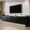 luckdect Mobile TV, supporto TV, 4 ante a spinta, 4 ripiani, lunghezza 175 cm, mobile TV da soggiorno, armadio basso soggiorno interno per TV fino a 70 pollici