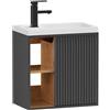 UEV Mobile Bagno con Lavabo e Ripiani Aperti, 50,5x30x50cm, Grigio Scuro
