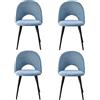 GrandCA HOME Set di 4 Sedie da Pranzo, Moderne Sedie da Cucina Imbottite con Gambe in Metallo, Adatte a Sale da Pranzo, Soggiorni e Camere da Letto - Blu