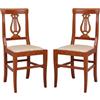 Liberoshopping Sedia in legno massello seduta in tessuto imbottito schienale con decorazione LIRA Set 2 pezzi (Ciliegio)
