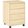 HOMCOM Archivio mobile 4 cassetti sotto scrivania naturale | per ufficio domestico