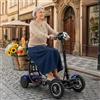 Daibot Monopattino elettrico pieghevole a 4 ruote con doppio motore da 500W, scooter per adulti e anziani da 10 pollici, leggero con cestino posteriore