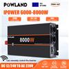 POWLAND Inverter ad Alta Potenza 6000W 8000W Onda Sinusoidale Pura da DC 12V a AC 220V con Display LCD e 2 Prese Europee USB 2.1A EU STORE