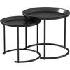HOMCOM Set di 2 tavolini rotondi HOMCOM, tavolino da soggiorno con struttura in acciaio, ripiani rimovibili, stile industriale, Ø 43 e Ø 35 cm, colore nero