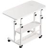 NONE Scrivania per computer con ripiani portaoggetti, scrivania portatile per laptop, scrivania mobile regolabile in altezza, postazione di lavoro con ruote