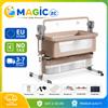 NONE Culla Elettrica 4 in 1 per Neonati, Culla Co-Sleeping con Funzione Dondolo Automatica, Musica Bluetooth, Telecomando, Timer, Altezza Regolabile, Materasso Traspirante, Zanzariera e Ruote - Grigio