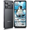 BLACKVIEW Smartphone Blackview WAVE 7C, 4GB RAM+12GB Virtual RAM 64GB ROM, Display HD+ da 6.56'', Batteria Grande da 5000mAh, Android 16, Doke AI 2.0, Registrazione Video 1080P, Custodia Protettiva in TPU