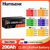 Humsienk Batteria LiFePO4 Humsienk 12V 200Ah, BMS integrato da 250A, 15000 cicli, 2560Wh, protezione da basse temperature, batteria al litio ferro fosfato per energia domestica, camper, motore da traina,