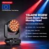 carinamoba Faro mobile 19x40W RGBW Zoom Bee Eye con funzione Wash, DMX512, messa a fuoco regolabile, luce LED Bee Eye per palcoscenico, ideale per DJ, discoteche, matrimoni, feste e spettacoli dal vivo