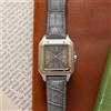 CILOA Orologio da Polso di Lusso da Uomo con Numeri Romani Quadrante Quadrato Cassa Bicolore Cinturino in Pelle Grigia Elegante Orologio al Quarzo per Uso Quotidiano