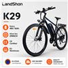 LANDSHON Bicicletta Elettrica da Montagna LandShon 29 Pollici, Motore Potente, Batteria 48V 16Ah, E-Bike per Adulti, Freno Meccanico, 21 Velocità, Bicicletta Elettrica Fuoristrada, Magazzino UE