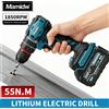Mamidw Trapano a batteria a 2 velocità da 55 Nm, 25 posizioni di coppia, luce LED, diametro massimo di foratura 10 mm, solo utensile per batteria Makita 18V