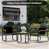 Studyset Set Bistrot da Esterno in 3 Pezzi con 2 Poltrone in Rete Traspirante e Tavolino in Vetro, Set da Pranzo per Giardino, Balcone, Bordo Piscina e Terrazza