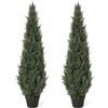 HIMISS Set di 2 Piante Artificiali di Cipresso per Esterni 90cm/120cm/150cm, Grandi Alberi di Cedro Finti con Vasi in Plastica per Decorazione Giardino e Portico