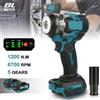 zollor Avvitatore a Impulsi Elettrico Brushless 1200N.m con Luce LED, 1/2" Senza Fili, 5 Velocità, Compatibile con Batteria Makita 18V