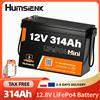 Humsienk Batteria al litio LiFePO4 Humsienk 12V 314Ah con App Bluetooth, protezione da bassa temperatura, BMS integrato da 200A, energia di 4019Wh, dimensioni mini, fino a 15000 cicli profondi per sistemi