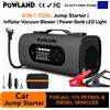 NONE Avviatore di Emergenza POWLAND 4000A con Compressore d'Aria 150PSI, Aspirapolvere, Power Bank e Luce LED per Auto e Moto 12V