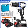 bromose Trapano Avvitatore Elettrico con Batteria agli Ioni di Litio, 25+1 Impostazioni di Coppia, Trapano a Percussione Elettrico 21V Brushless, 1800RPM, Utensile Elettrico