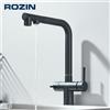 rozin Rubinetto da cucina nero con purificatore d'acqua 2 in 1, estraibile, flessibile, miscelatore acqua calda e fredda con ugello filtrante.