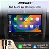 AWESAFE CarPlay Wireless e Android Auto per Audi A4 B8 B7 B6 S4 RS4 2000 - 2009 SEAT Exeo Autoradio Multimediale Stereo Wi-Fi GPS Navigazione 2 Din Sistemi Intelligenti per Auto 1280*720 IPS Unità