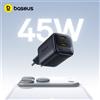 BASEUS Caricabatterie Rapido Baseus 45W per iPhone 17 16 15 Pro Max Samsung Xiaomi, Caricatore PD GaN USB C Portatile