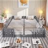 NONE Letto a terra Montessori Fangange per bambini 90x200 cm, struttura letto doppio per bambini in legno massello di pino con sponde di sicurezza anti-caduta complete, letto a piattaforma bassa con