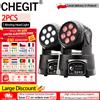 CHEGIT 2PCS 7LED Mini Moving Head Wash Lights RGBW DMX512 Sound Control Auto Mode Rotating Stage Lighting Fixture for Disco Bar Club Party KTV Wedding DJ Live Event Professional Party Effect Lamps