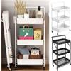 NONE Carrello portaoggetti pieghevole a più livelli con ruote, organizer in metallo per cucina, camera da letto, bagno