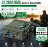 KEZIMO Batteria LiFePO4 12V 200Ah Grado A con BMS Bluetooth, oltre 6000 cicli, 2560Wh, USB QC PD, IP56 per barche, pesca, motori fuoribordo marini - Disponibile in magazzino UE (Polonia)
