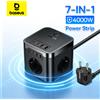 Baseus Caricatore Rapido 7-IN-1 con 3 Prese AC, Stazione di Ricarica USB Type C, Adattatore per Presa Elettrica con Prolunga