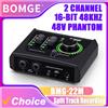 BOMGE 22M Mini Interfaccia Audio USB a 2 Canali con XLR 6.35mm e Alimentazione Phantom 48V per Registrazione, Streaming, Podcasting, Cantanti