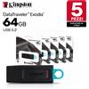 NONE Confezione da 5 chiavette USB Kingston DataTraveler Exodia 64 GB, memoria USB 3.2 Gen 1, flash drive DTX/64GB per documenti, foto, video e backup