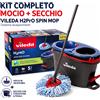 Vileda Confezione da 1 Vileda H2PrO Spin Mop System Complete, sistema completo con mocio rotante per la pulizia dei pavimenti duri sigillati