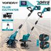 YOFIDRA Motozappa Elettrica da Giardino, Coltivatore Portatile Senza Fili, Tagliaerba, Attrezzo per Aratura del Terreno, Compatibile con Batterie Makita 18-21V