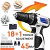 NONE Trapano a Batteria 16.8V, Set Cacciavite Elettrico con 18+1 Impostazioni di Coppia, 2 Batterie Li-ion da 1.5AH e Caricabatterie, 23 Accessori, Luce di Lavoro LED, Trapano Combinato Cordless 45Nm per