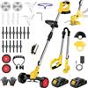 Betuyoo Tagliaerba a Batteria 21V con Ruote, Decespugliatore e Bordatore 3-in-1, 1800W 7800RPM, con Manico Telescopico e 2 Batterie Incluse