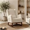 MINGZHE Sedia a dondolo con schienale girevole, sedia a dondolo in pile, poltrona a dondolo con braccioli, sedia a dondolo con gambe retrattili e supporto lombare, bianco/grigio/beige