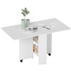 HOMCOM Tavolo da pranzo pieghevole da cucina con ruote rimovibili 75L x 140P x 74H cm bianco